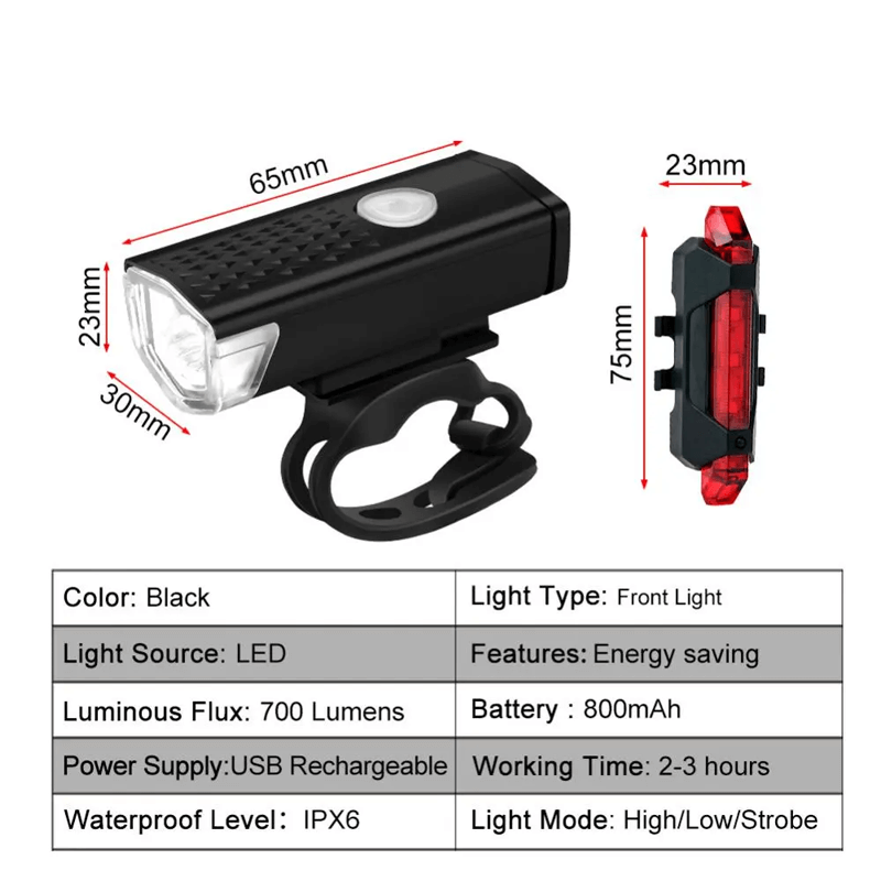 IGNIS - Uppladdningsbar LED-cykelstrålkastare