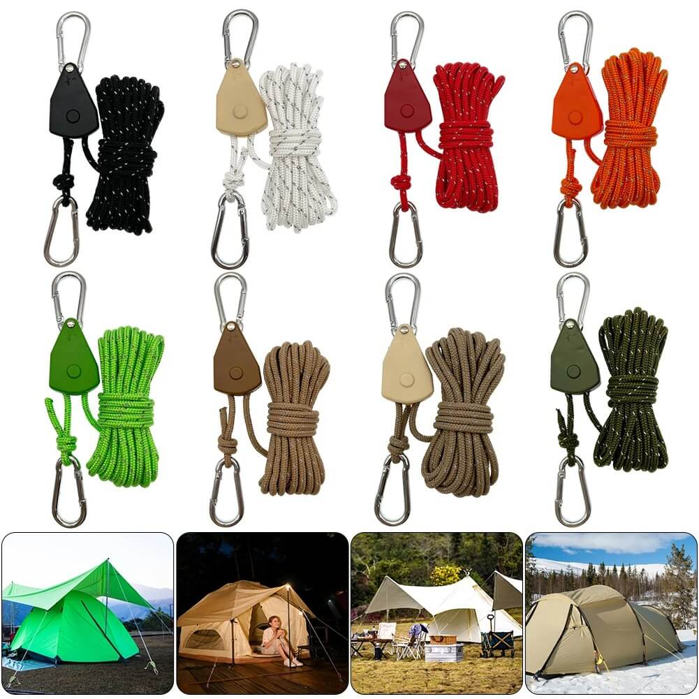 ReflectaCord – Reflekterande Tältlina 5M med Justerbar Trissa för Camping